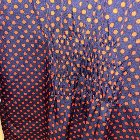 Blouse Top Women’s 1x Navy Red Polka Dot Pleats Preppy Flowy Colorful Capsule - Picture 8 of 14
